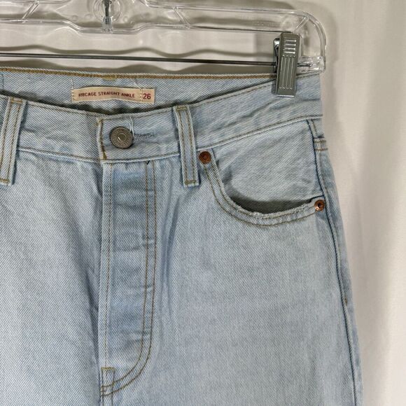Levis Ribcage Straight Ankle Jeans Women's 26 Light Wash Blue Denim Button Fly - Picture 13 of 15